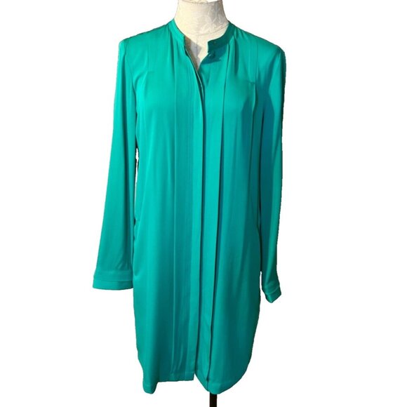 DVF Diane Von Furstenberg Atira Dress 8 Long Sleeve Silk Emerald Green NWT $475 - Picture 1 of 14
